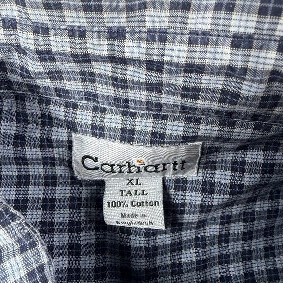 VTG Mens Carhartt Long Sleeve Button Up Shirt Blue Plaid Size XL Workwear - Picture 4 of 6